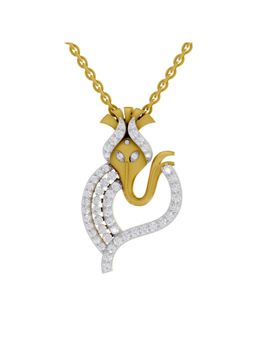 SPARQ - Lab Grown Diamond 0.93CT Round 925 Sterling Silver Gold Plated Ganesha Necklace