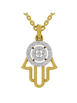 SPARQ - Lab Grown Diamond 0.35CT Round 925 Sterling Silver Gold Plated Hamsa Hand Necklace