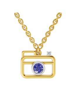 SPARQ - Lab Grown Diamond 0.01CT Round 925 Sterling Silver Gold Plated Camera Necklace