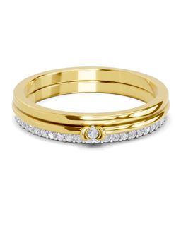 SPARQ - Lab Grown Diamond 0.13CT Round 925 Sterling Silver Gold Plated Band Ring