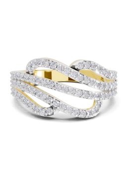SPARQ - Lab Grown Diamond 0.58CT Round 925 Sterling Silver Gold Plated Waves Ring