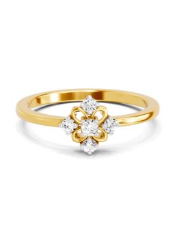 SPARQ - Lab Grown Diamond 0.1CT Round 925 Sterling Silver Gold Plated Floral Ring