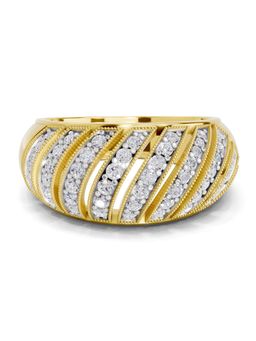 SPARQ - Lab Grown Diamond 0.65CT Round 925 Sterling Silver Gold Plated Swirl Band Ring