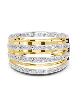 SPARQ - Lab Grown Diamond 0.8CT Round 925 Sterling Silver Gold Plated Band Ring