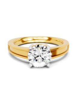 SPARQ - Lab Grown Diamond 1.5CT Round 925 Sterling Silver Gold Plated Solitaire Ring