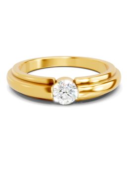 SPARQ - Lab Grown Diamond 0.4CT Round 925 Sterling Silver Gold Plated Solitaire Ring