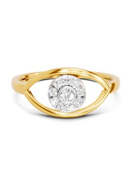 SPARQ - Lab Grown Diamond 0.15CT Round 925 Sterling Silver Gold Plated Evil Eye Ring