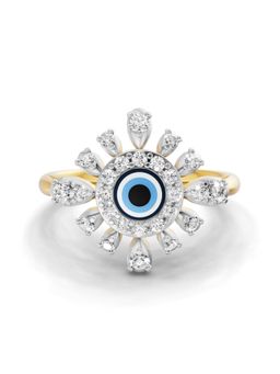 SPARQ - Lab Grown Diamond 0.36CT Round 925 Sterling Silver Gold Plated Evil Eye Cluster Ring