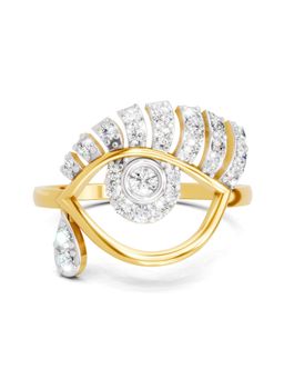 SPARQ - Lab Grown Diamond 0.4CT Round 925 Sterling Silver Gold Plated Evil Eye Ring