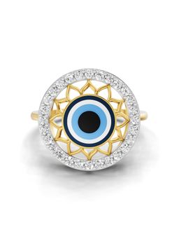 SPARQ - Lab Grown Diamond 0.28CT Round 925 Sterling Silver Gold Plated Evil Eye Ring