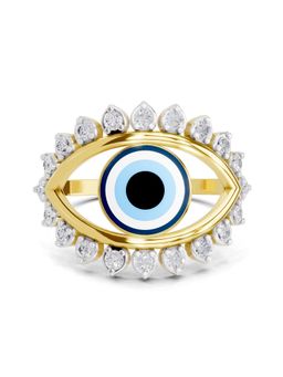 SPARQ - Lab Grown Diamond 0.36CT Round 925 Sterling Silver Gold Plated Evil Eye Ring