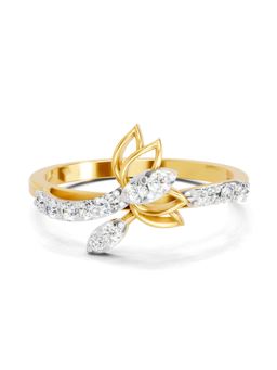 SPARQ - Lab Grown Diamond 0.18CT Round 925 Sterling Silver Gold Plated Lotus Ring