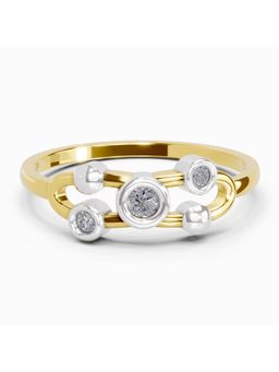 SPARQ - Lab Grown Diamond 0.11CT Round 925 Sterling Silver Gold Plated 3 Stone Ring