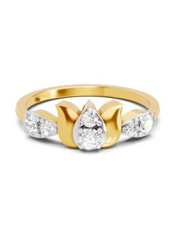 SPARQ - Lab Grown Diamond 0.3CT Round 925 Sterling Silver Gold Plated Lotus Ring