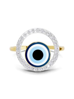 SPARQ - Lab Grown Diamond 0.2CT Round 925 Sterling Silver Gold Plated Evil Eye Ring