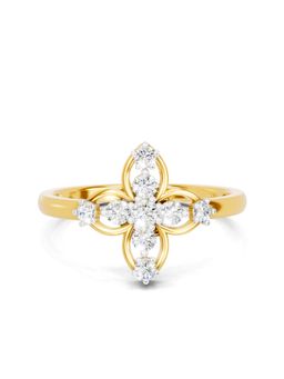 SPARQ - Lab Grown Diamond 0.31CT Round 925 Sterling Silver Gold Plated Floral Ring