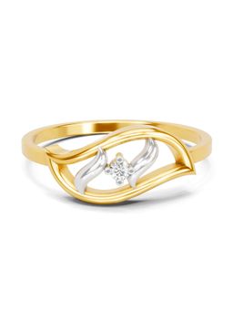 SPARQ - Lab Grown Diamond 0.02CT Round 925 Sterling Silver Gold Plated Leaf Ring