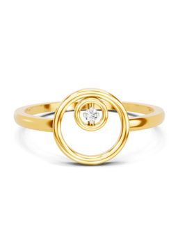 SPARQ - Lab Grown Diamond 0.02CT Round 925 Sterling Silver Gold Plated Circle Ring