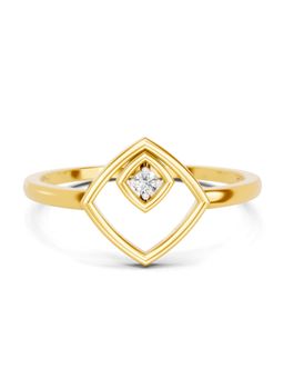 SPARQ - Lab Grown Diamond 0.02CT Round 925 Sterling Silver Gold Plated Square Ring