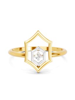 SPARQ - Lab Grown Diamond 0.02CT Round 925 Sterling Silver Gold Plated Hexagon Ring