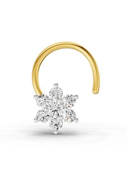 SPARQ - Lab Grown Diamond 0.11CT Pear 925 Sterling Silver Gold Plated Floral Nosepin