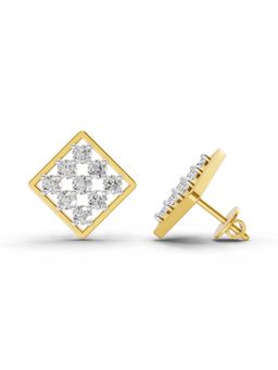 SPARQ - Lab Grown Diamond 1CT Round 925 Sterling Silver Gold Plated Square Earrings