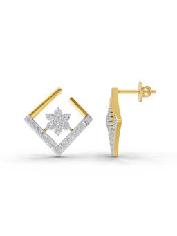 SPARQ - Lab Grown Diamond 0.8CT Round 925 Sterling Silver Gold Plated Floral Earrings