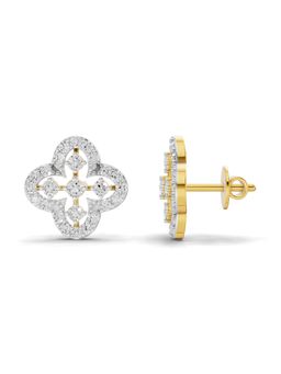 SPARQ - Lab Grown Diamond 0.72CT Round 925 Sterling Silver Gold Plated Floral Earrings