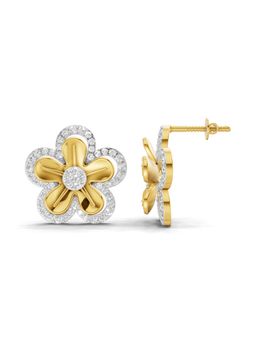 SPARQ - Lab Grown Diamond 1.06CT Round 925 Sterling Silver Gold Plated Diamond Flora Earrings