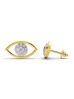 SPARQ - Lab Grown Diamond 0.3CT Round 925 Sterling Silver Gold Plated Evil Eye Earrings