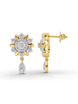 SPARQ - Lab Grown Diamond 0.92CT Round 925 Sterling Silver Gold Plated Lotus Earrings