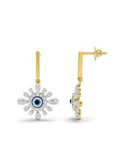 SPARQ - Lab Grown Diamond 0.77CT Round 925 Sterling Silver Gold Plated Evil Eye Earrings