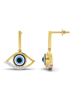 SPARQ - Lab Grown Diamond 0.2CT Round 925 Sterling Silver Gold Plated Evil Eye Earrings