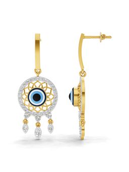 SPARQ - Lab Grown Diamond 1.05CT Round 925 Sterling Silver Gold Plated Evil Eye Earrings