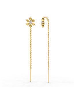 SPARQ - Lab Grown Diamond 0.07CT 925 Sterling Silver Gold Plated Floral Threader Earrings