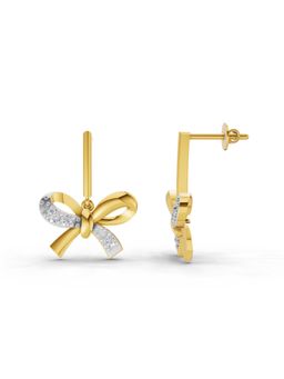 SPARQ - Lab Grown Diamond 0.19CT Round 925 Sterling Silver Gold Plated Diamond Bow Drop Earrings