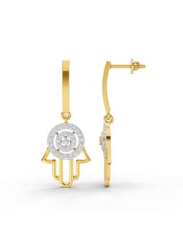 SPARQ - Lab Grown Diamond 0.58CT Round 925 Sterling Silver Gold Plated Hamsa Hand Drop Earrings
