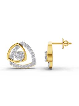 SPARQ - Lab Grown Diamond 1.19CT Round 925 Sterling Silver Gold Plated Diamond Triangle Earrings