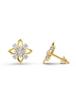 SPARQ - Lab Grown Diamond 0.45CT Round 925 Sterling Silver Gold Plated Floral Earrings