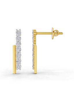 SPARQ - Lab Grown Diamond 0.35CT Round 925 Sterling Silver Gold Plated Double Bar Stud Earrings