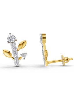 SPARQ - Lab Grown Diamond 0.41CT Round 925 Sterling Silver Gold Plated Diamond Vine Stud Earrings