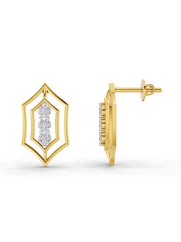 SPARQ - Lab Grown Diamond 0.35CT 925 Sterling Silver Gold Plated Three-Stone Diamond Stud Earrings