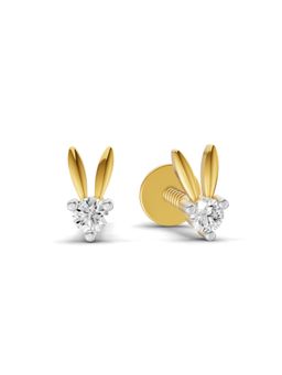 SPARQ - Lab Grown Diamond 0.04CT Round 925 Sterling Silver Gold Plated Tiny Bunny Earrings