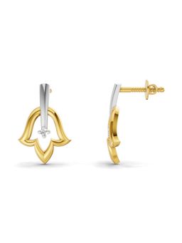 SPARQ - Lab Grown Diamond 0.02CT Round 925 Sterling Silver Gold Plated Floral Earrings