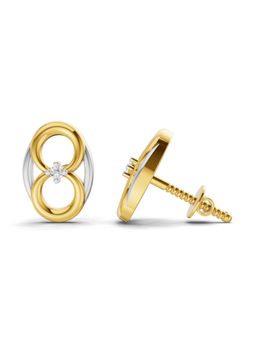 SPARQ - Lab Grown Diamond 0.02CT Round 925 Sterling Silver Gold Plated Floral Earrings