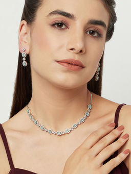 Voylla - Single String CZ Gems Necklace Set