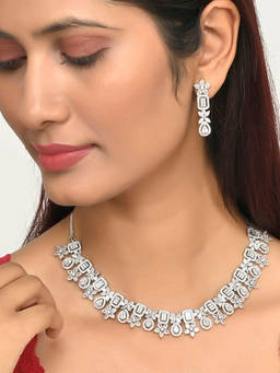 Voylla - Sparkling Elegance Floral Patterns Jewellery Set