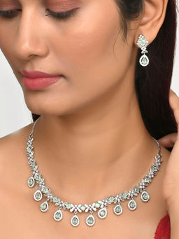 Voylla - Sparkling Elegance Multicoloured Teardrop Jewellery Set