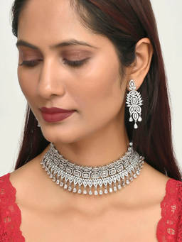 Voylla - Sparkling Opulence Rectangle Cut Jewellery Set
