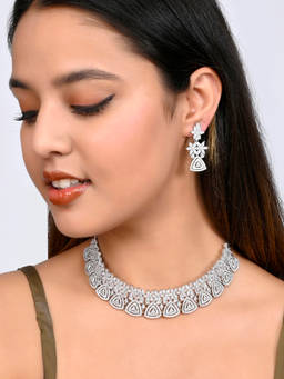 Voylla - Sparkling Opulence Triangles CZ Jewellery Set